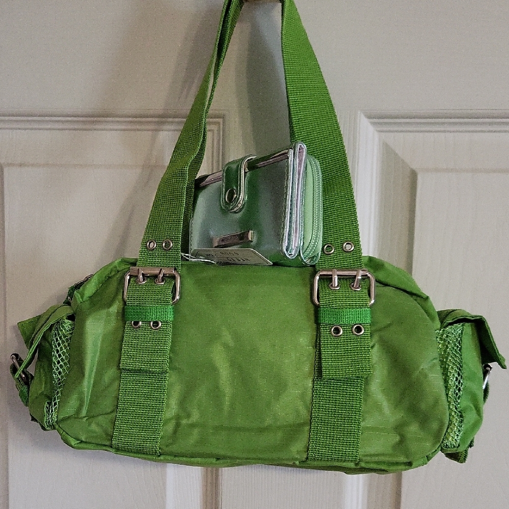 Lime Green Sm. Duffel Bag Purse,with Wallet